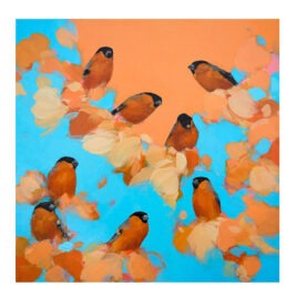 Bullfinches in Orange & Blue, by Heidi Langridge